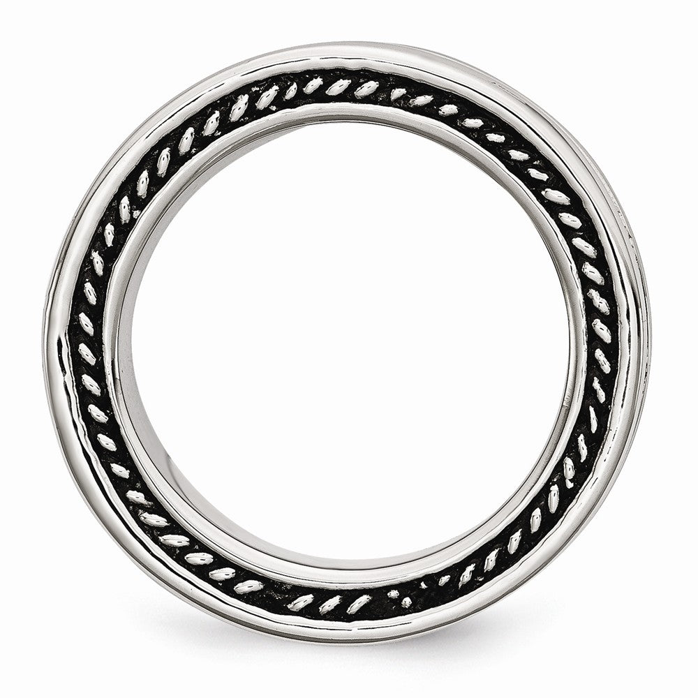 Stainless Steel Wedding Band with Polished Antiqued Finish 9mm - 9 - 9