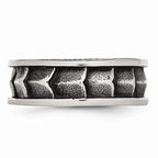 Stainless Steel Wedding Band with Polished Antiqued Finish 9mm