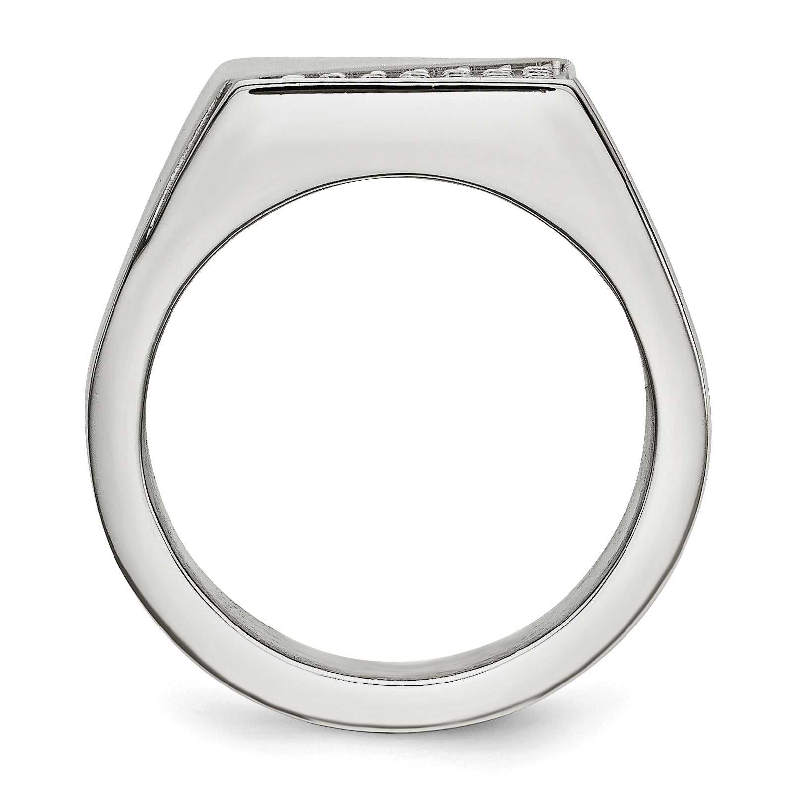 Stainless Steel Polished with Crystal Signet Ring