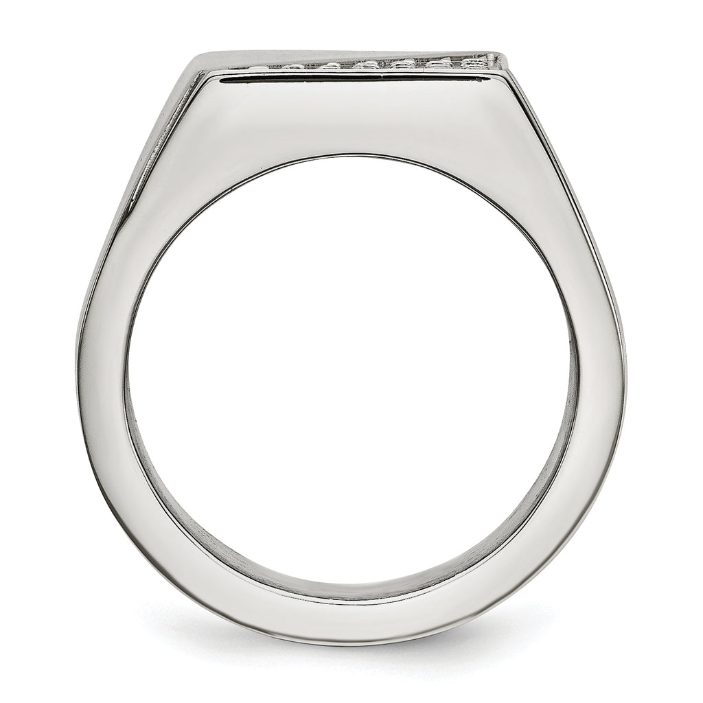 Crystal Signet Ring in Stainless Steel