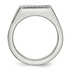 Crystal Signet Ring in Stainless Steel