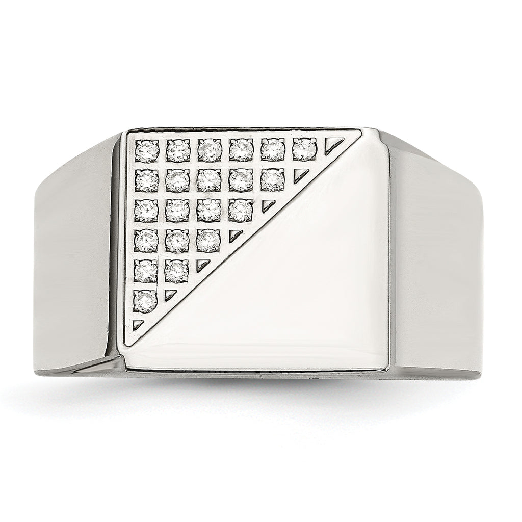 Crystal Signet Ring in Stainless Steel