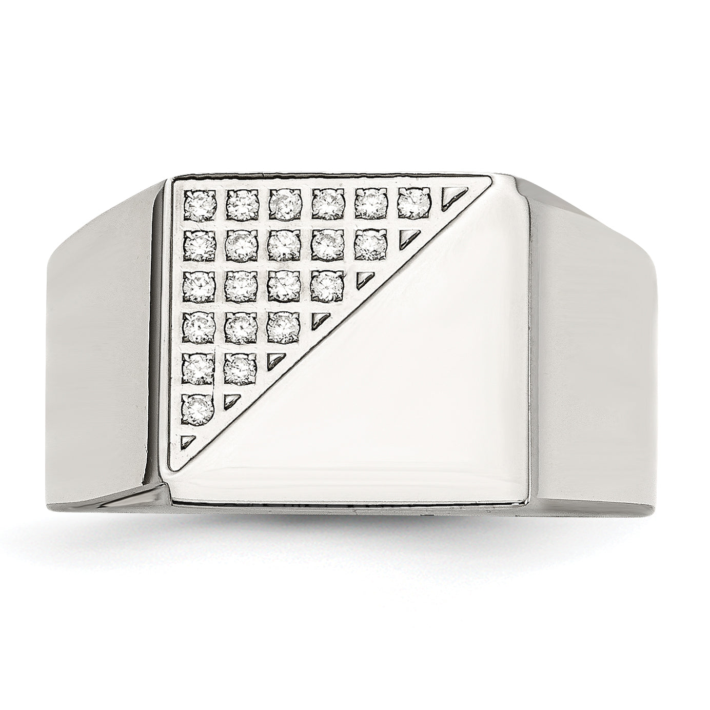 Crystal Signet Ring in Stainless Steel