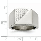 Crystal Signet Ring in Stainless Steel