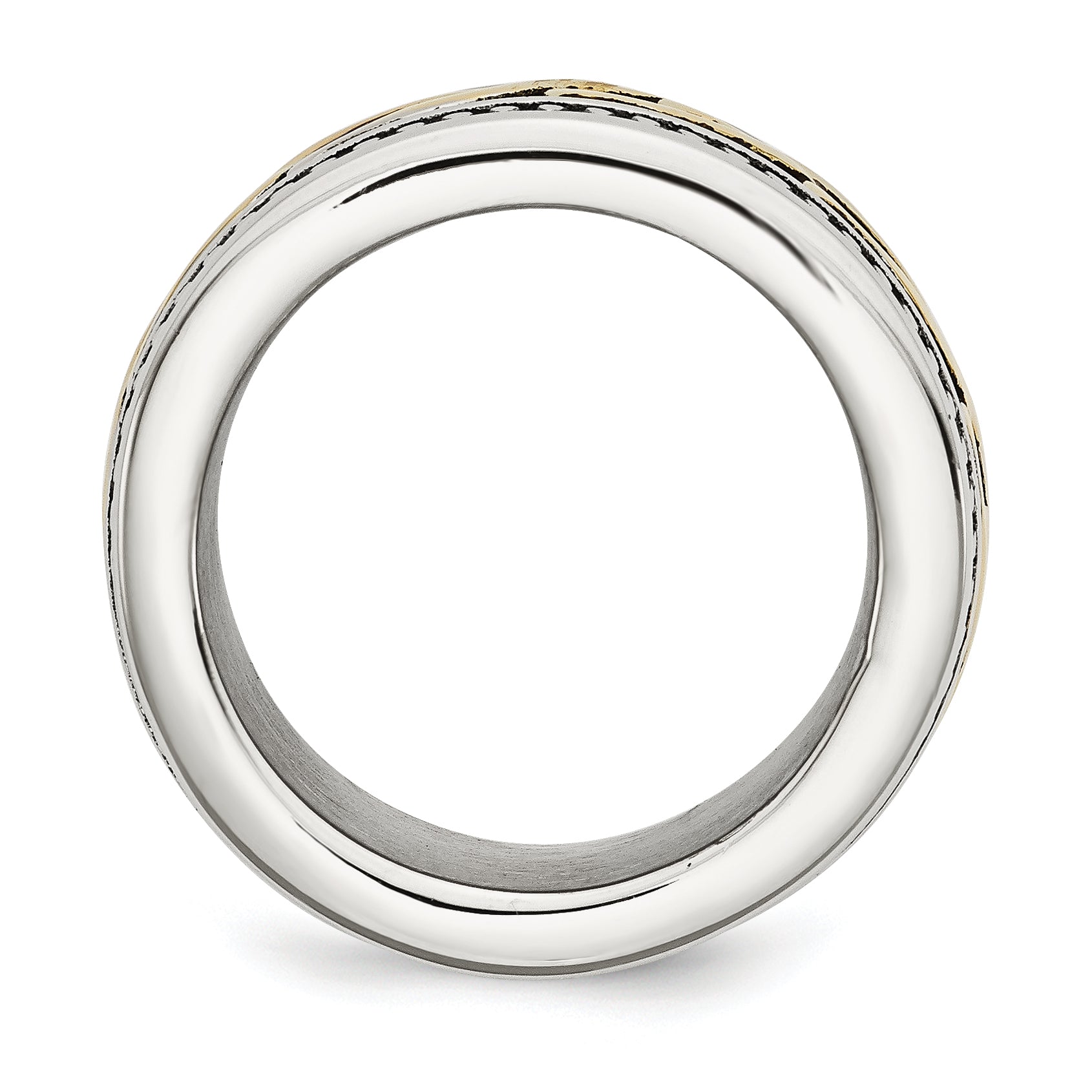 Stainless Steel Antiqued and Polished Yellow IP-plated 13.25mm Band Secondary image