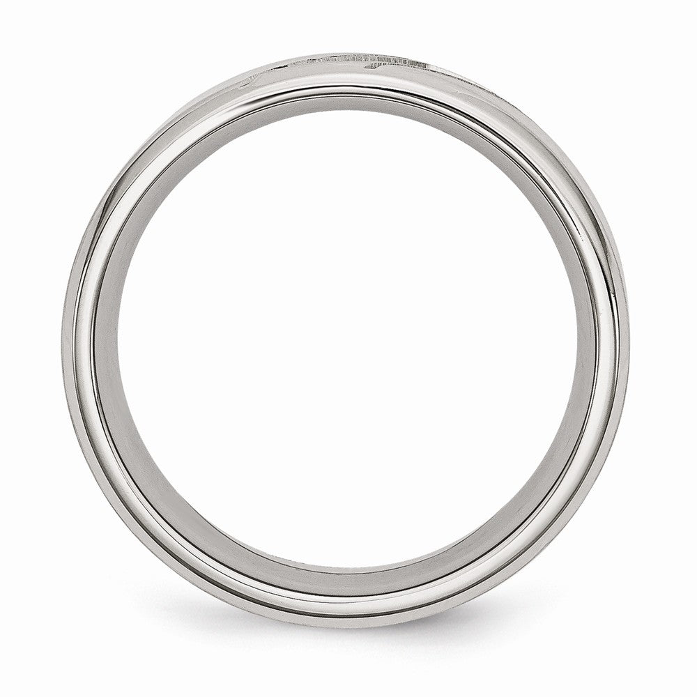 Stainless Steel Wedding Band with Polished Brushed Finish and CZ Elegance - 8 - 8