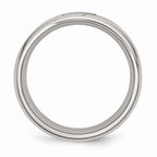 Stainless Steel Wedding Band with Polished Brushed Finish and CZ Elegance