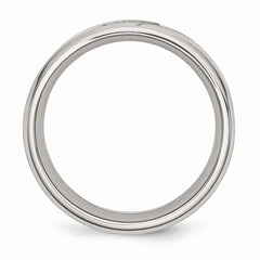 Stainless Steel Wedding Band with Polished Brushed Finish and CZ Elegance - 8 - 8