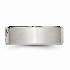Stainless Steel Wedding Band with Polished Brushed Finish and CZ Elegance - 8 - 8