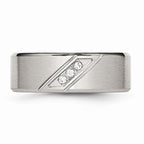 Stainless Steel Wedding Band with Polished Brushed Finish and CZ Elegance