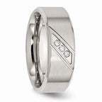 Stainless Steel Wedding Band with Polished Brushed Finish and CZ Elegance