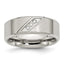 Stainless Steel Wedding Band with Polished Brushed Finish and CZ Elegance