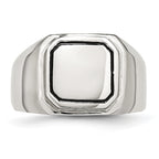 Stainless Steel Polished Black Enameled Ring