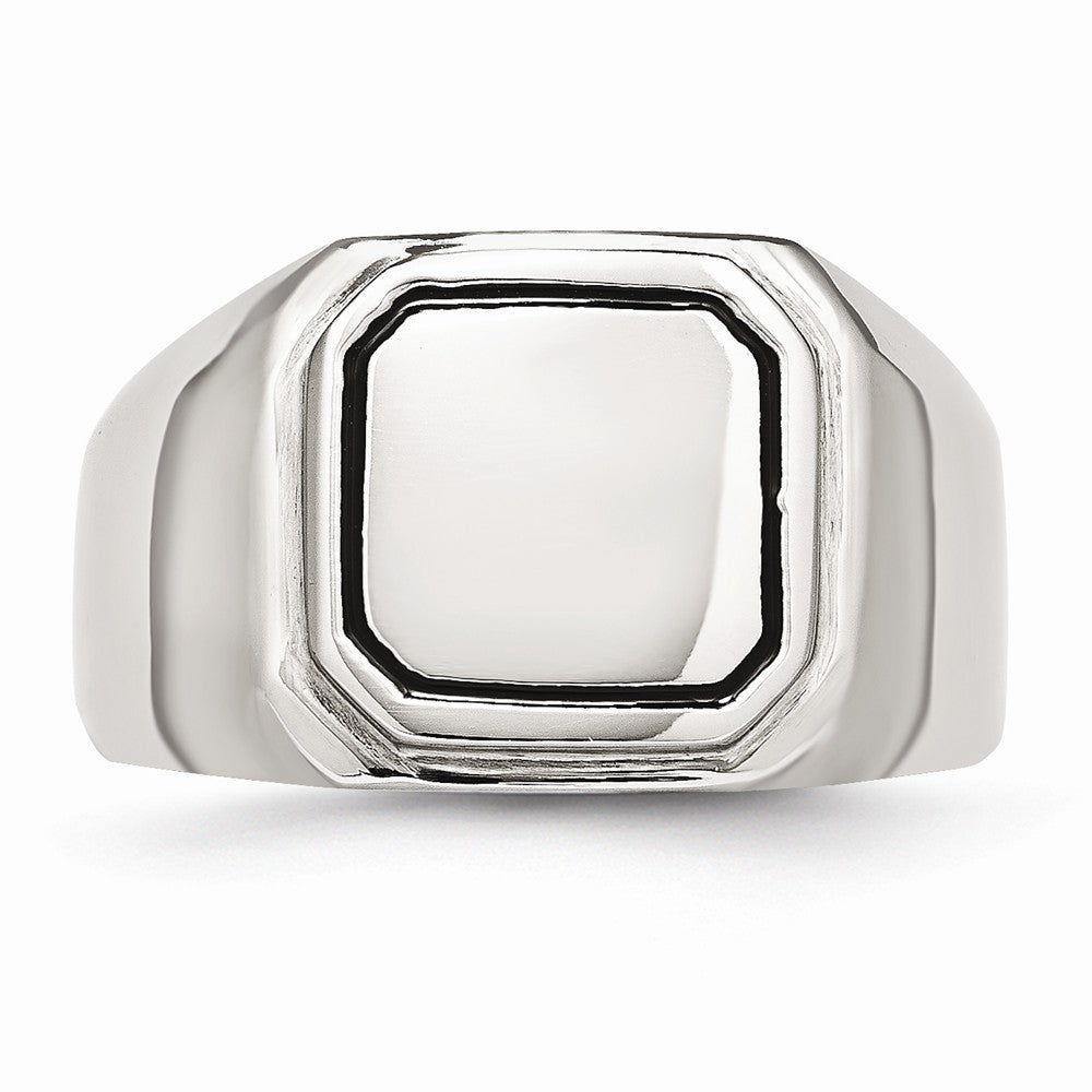 Sophia Jewelers Men's Polished Stainless Steel Black Enameled Ring