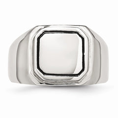 Stainless Steel Polished Black Enameled Ring