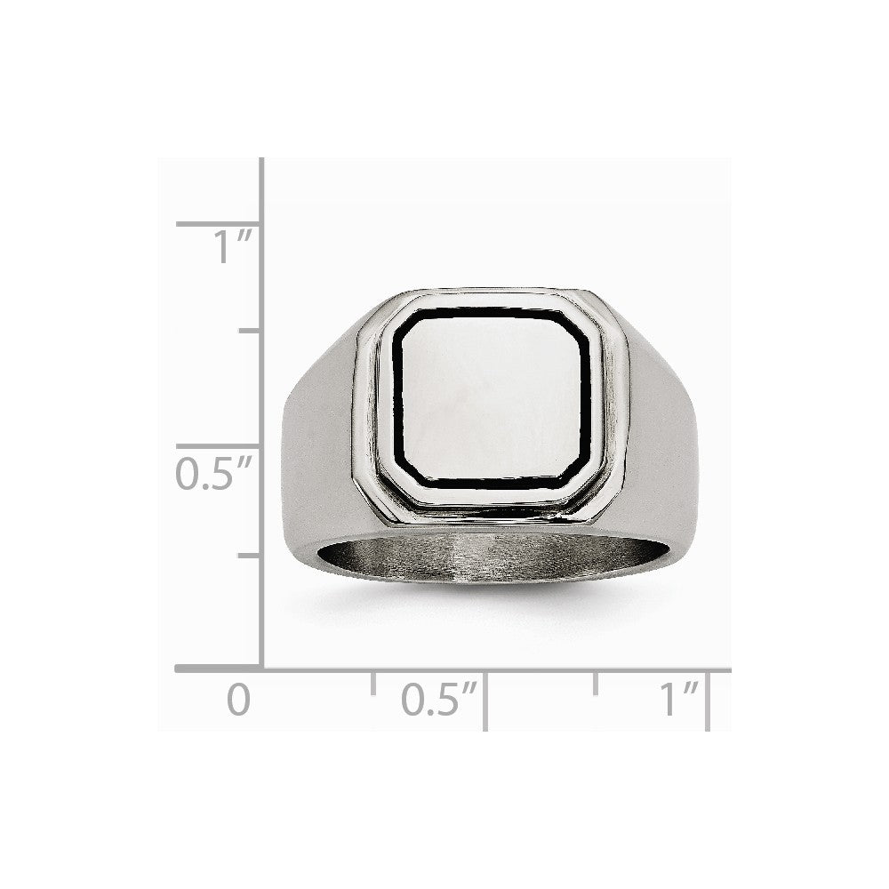 Stainless Steel Polished Black Enameled Ring