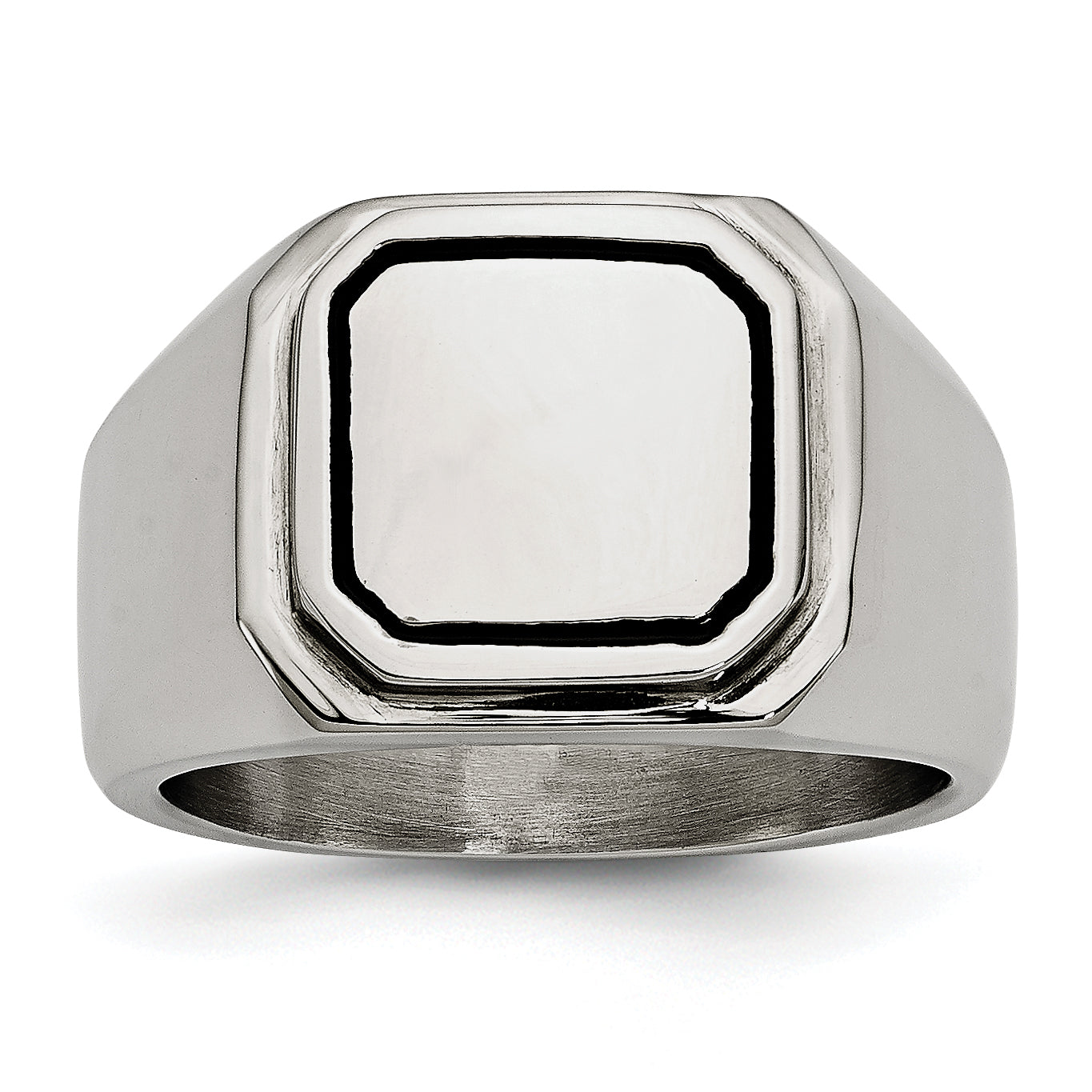 Stainless Steel Polished Black Enameled Ring Main image
