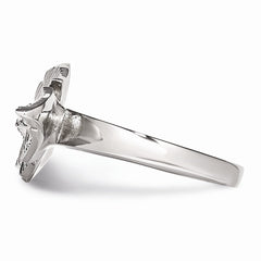 Sophia Jewelers Polished Antiqued Stainless Steel Crystal Leaf Two-Finger Ring - 6