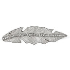 StainleSterling Silver Steel Polished&Antiqued Leaf Two Finger Crystal Ring