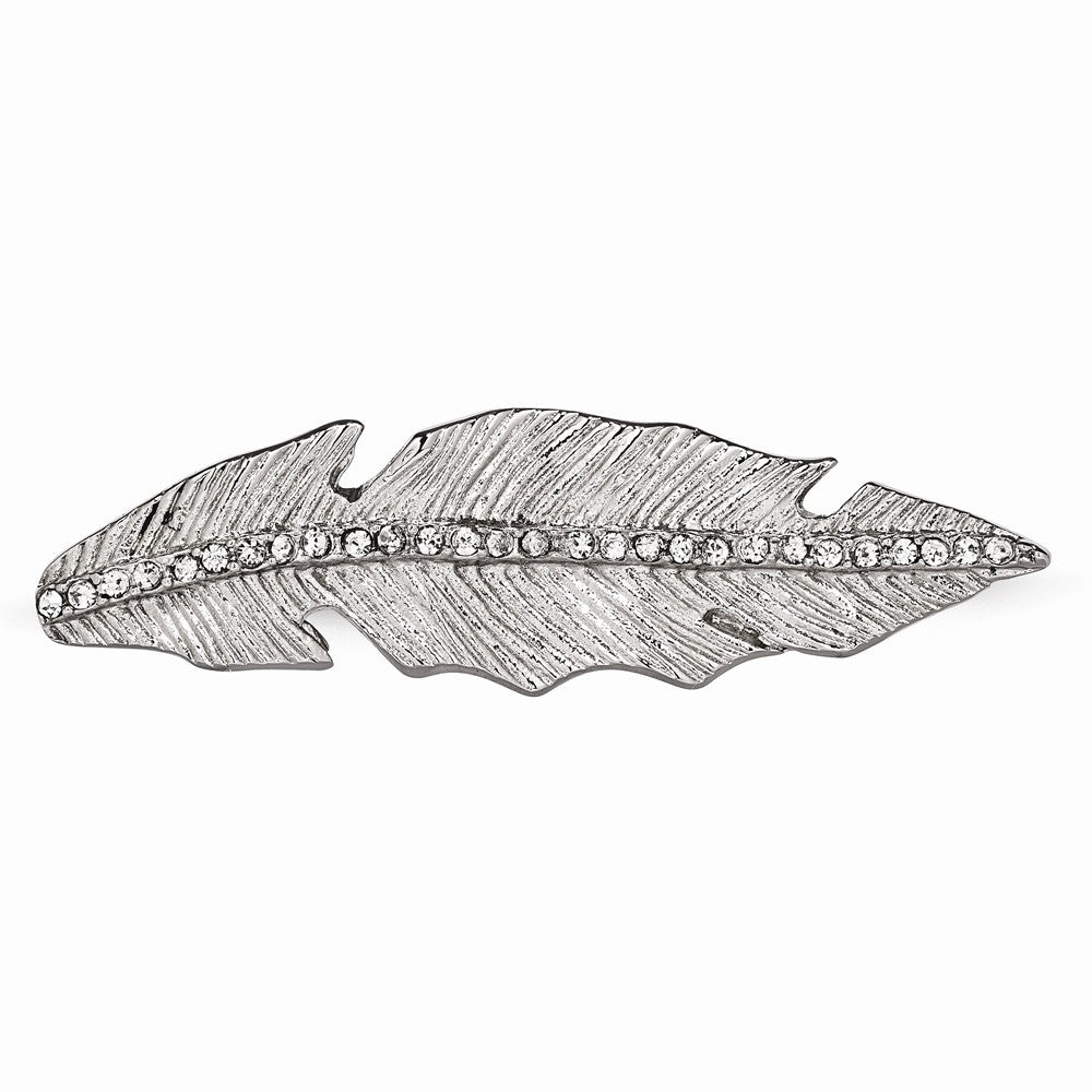 Sophia Jewelers Polished Antiqued Stainless Steel Crystal Leaf Two-Finger Ring - 6