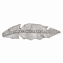 Sophia Jewelers Polished Antiqued Stainless Steel Crystal Leaf Two-Finger Ring - 6