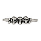 StainleSterling Silver Steel Polished & Antiqued Two Finger Skulls Ring