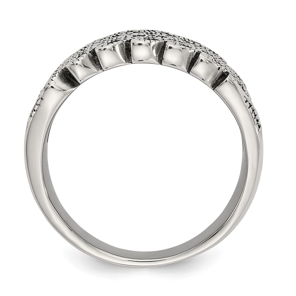 Sophia Jewelers Stainless Steel Marcasite Fashion Ring with Polished Antiqued Finish