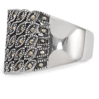 Sophia Jewelers Stainless Steel Marcasite Fashion Ring with Polished Antiqued Finish