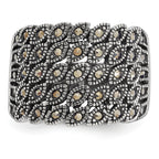 Sophia Jewelers Stainless Steel Marcasite Fashion Ring with Polished Antiqued Finish