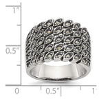 Stainless Steel Polished and Antiqued Marcasite Ring