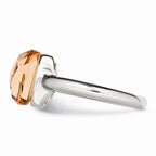 Sophia Jewelers Stainless Steel Polished Ring with Peach Glass Accent