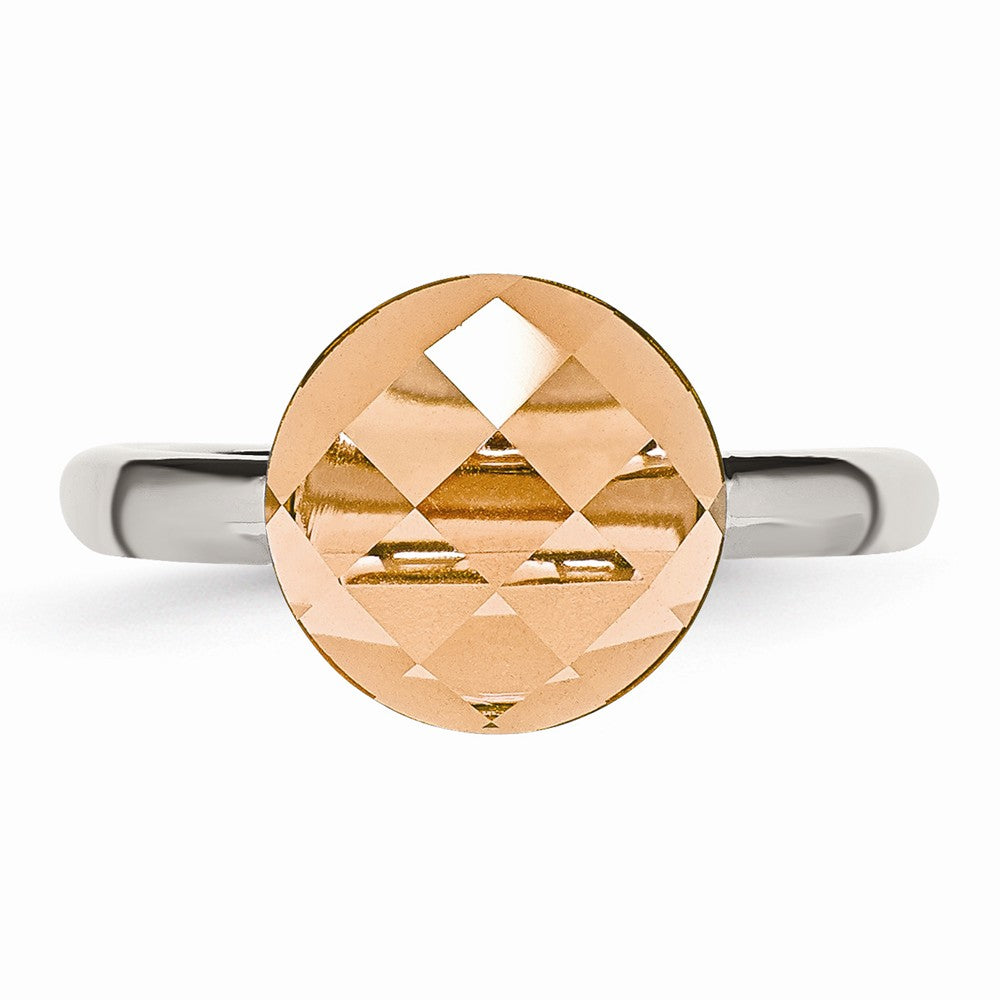 Sophia Jewelers Stainless Steel Polished Ring with Peach Glass Accent