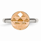 Sophia Jewelers Stainless Steel Polished Ring with Peach Glass Accent