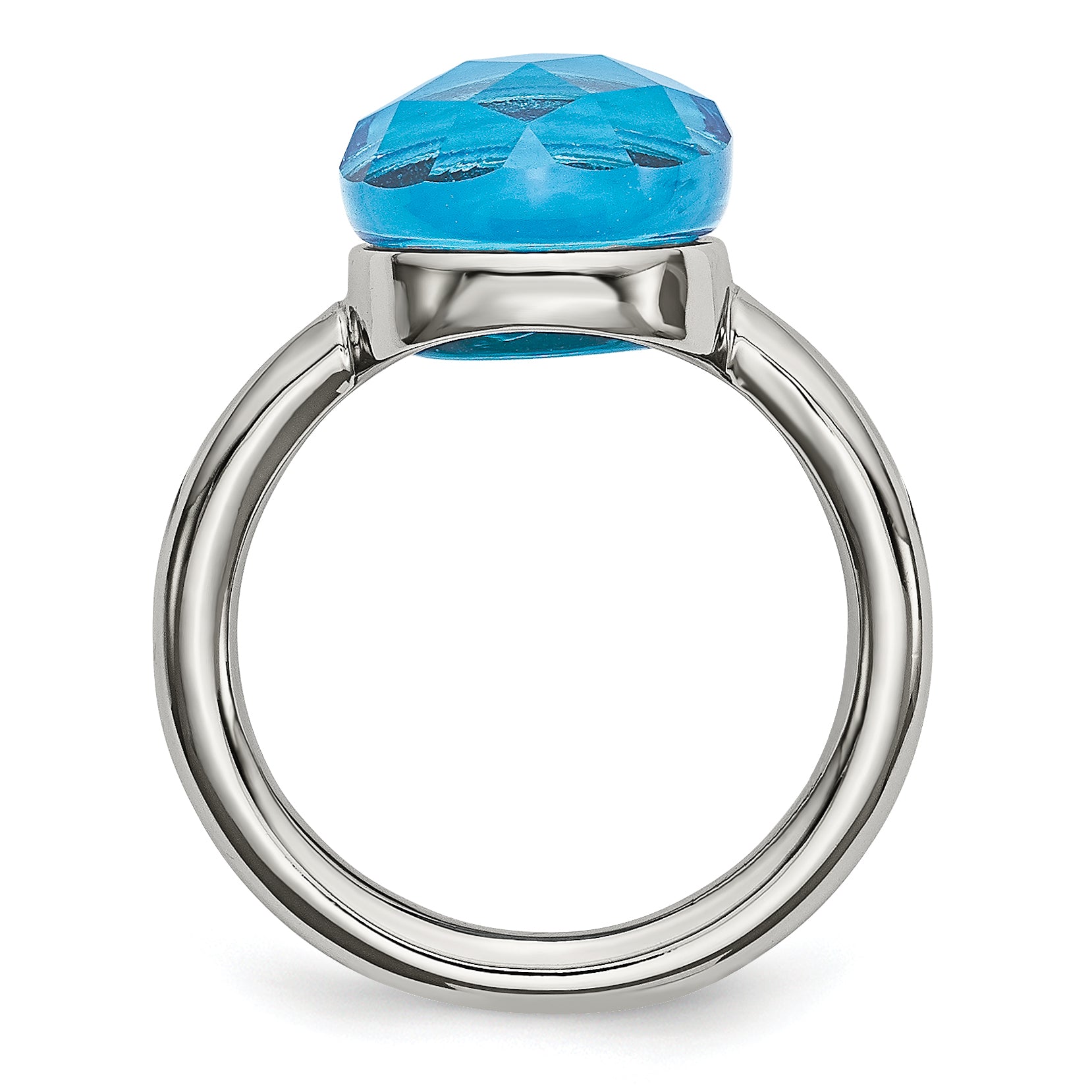 Stainless Steel Polished Blue Glass Ring Secondary image