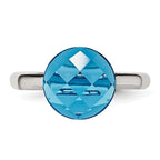 Stainless Steel Polished Blue Glass Ring