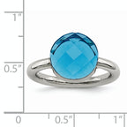Stainless Steel Polished Blue Glass Ring