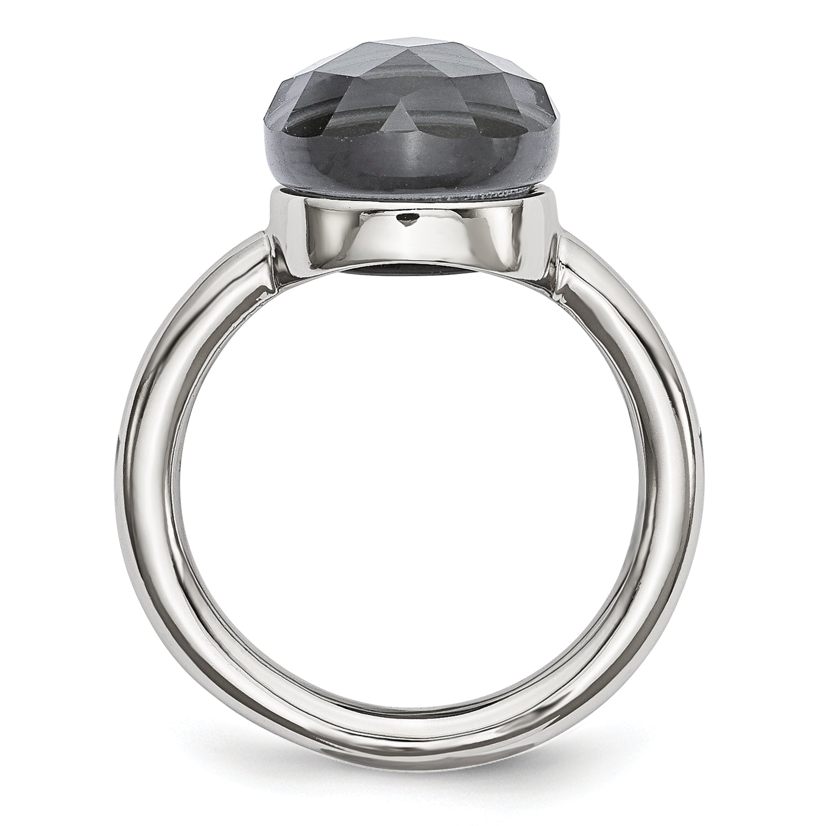 StainleSterling Silver Steel Polished Grey GlaSterling Silver Ring Secondary image
