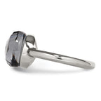 StainleSterling Silver Steel Polished Grey GlaSterling Silver Ring