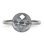 StainleSterling Silver Steel Polished Grey GlaSterling Silver Ring