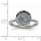 StainleSterling Silver Steel Polished Grey GlaSterling Silver Ring