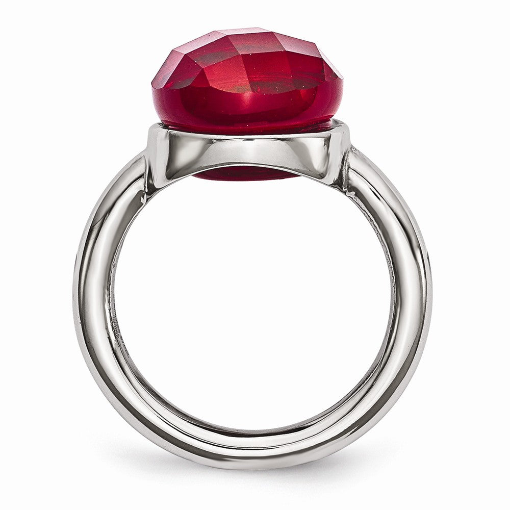 Sophia Jewelers Polished Stainless Steel Red Glass Fashion Ring Secondary image