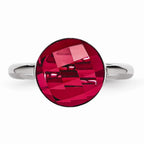Sophia Jewelers Polished Stainless Steel Red Glass Fashion Ring