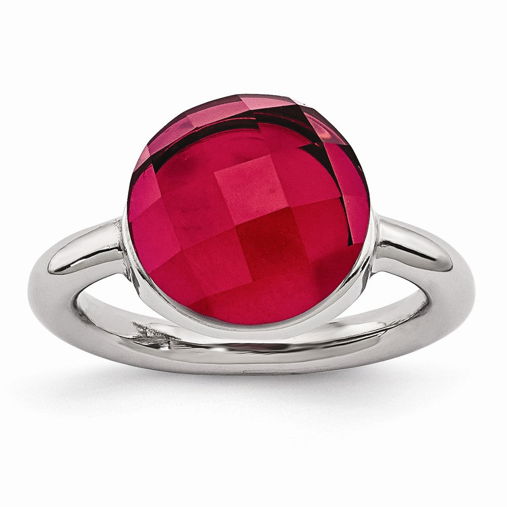 Sophia Jewelers Polished Stainless Steel Red Glass Fashion Ring Main image