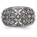 Sophia Jewelers Stainless Steel Marcasite Fashion Ring with Polished Antiqued Finish