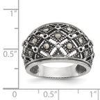 Stainless Steel Polished and Antiqued Marcasite Ring