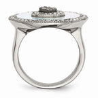 Sophia Jewelers Stainless Steel Mother of Pearl Crystal Polished Ring