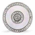 Sophia Jewelers Stainless Steel Mother of Pearl Crystal Polished Ring