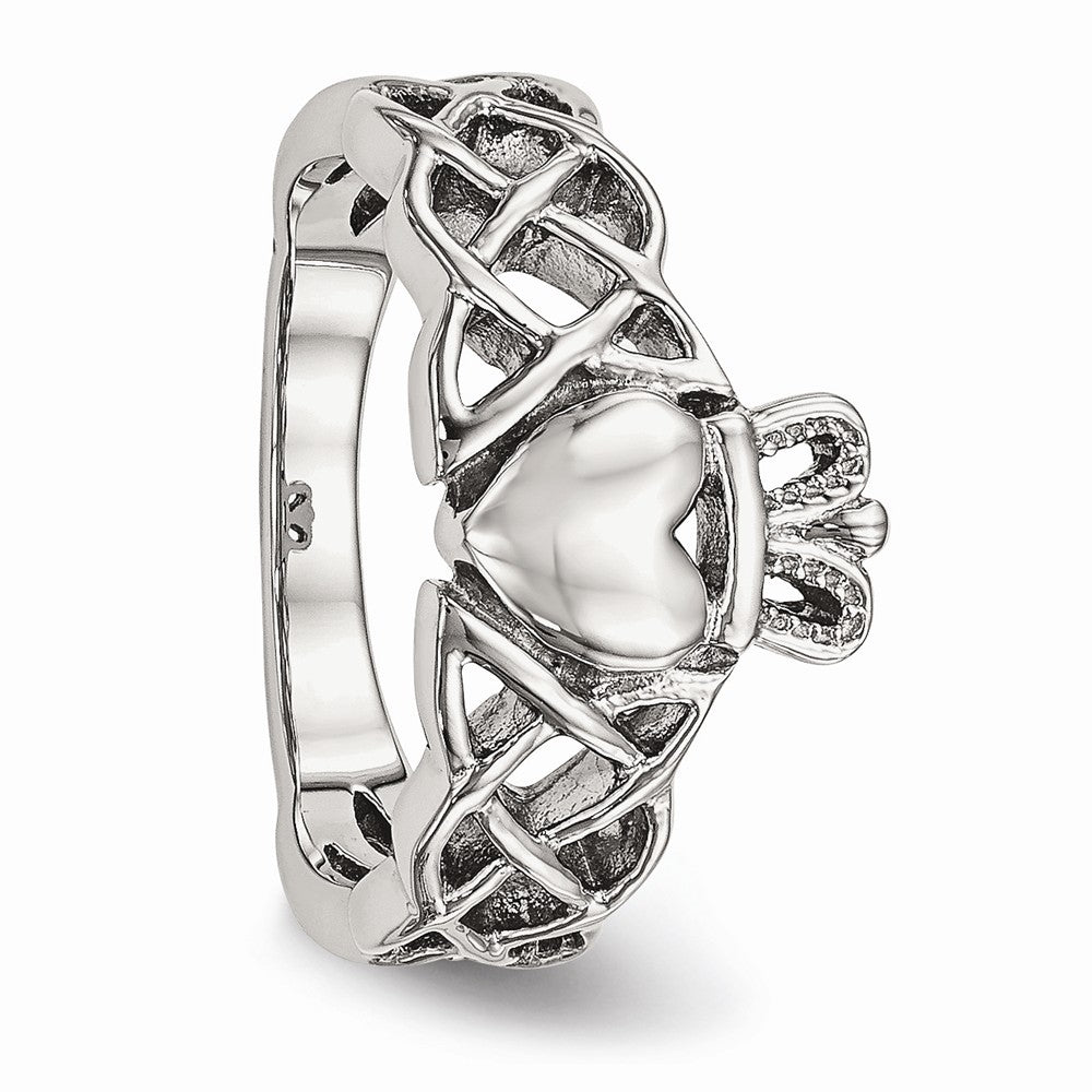 Sophia Jewelers Polished Stainless Steel Claddagh Ring Elegant Themed Design