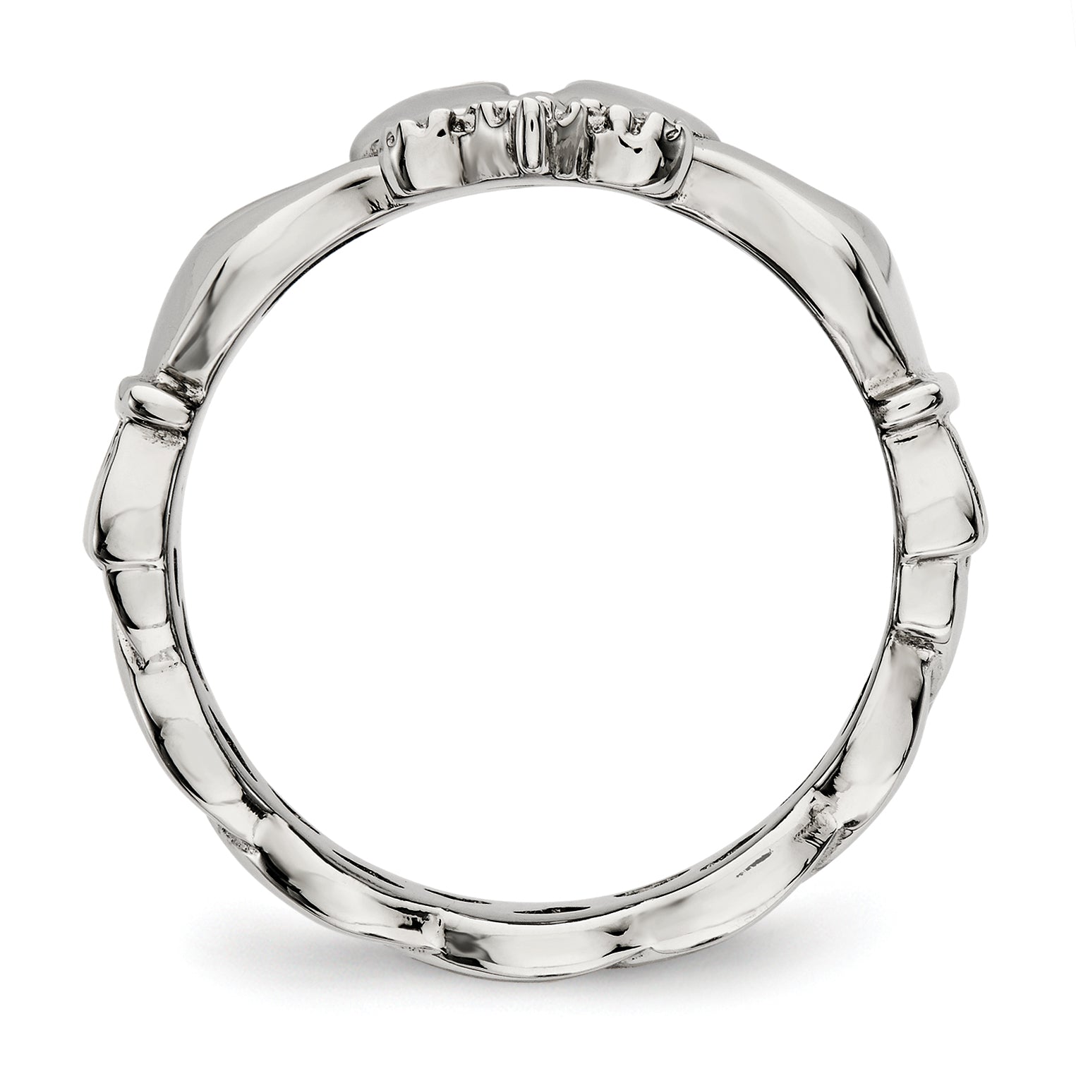 Stainless Steel Polished Claddagh with Cross Ring Secondary image