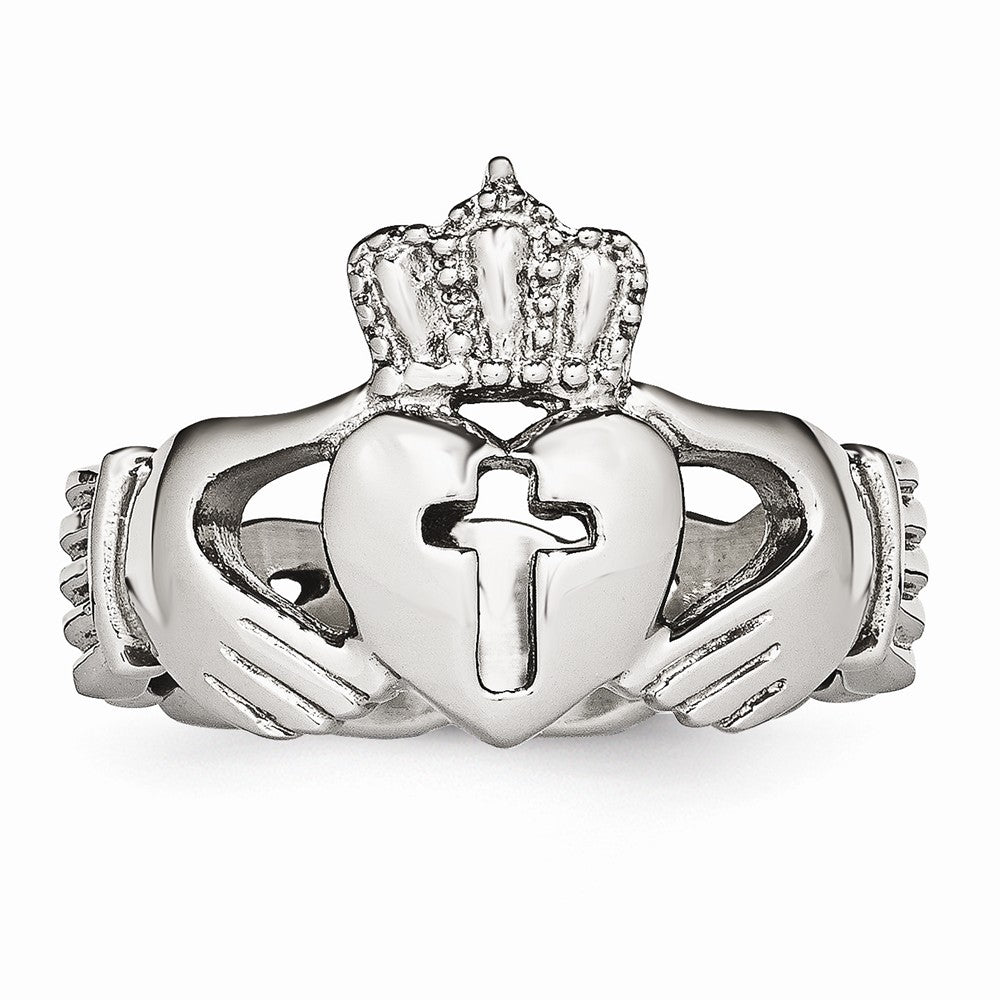 Claddagh & Cross Ring in Stainless Steel